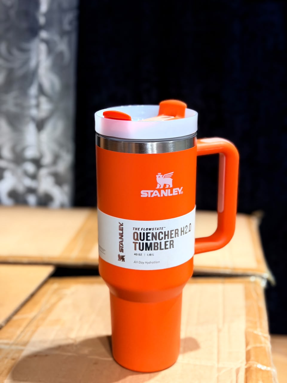 Orange Quencher H2.0 Tumbler – 40 oz Insulated Stainless Steel Travel Mug with Handle & Straw Lid