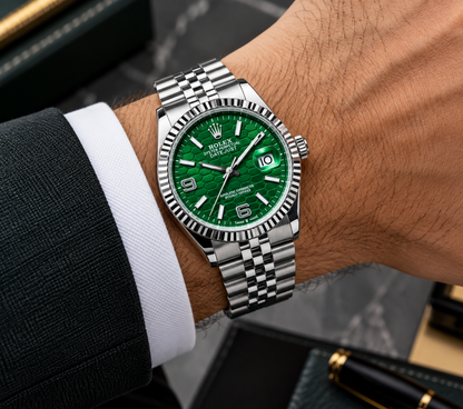 Rolex Men’s Green Luxury Watch – Stainless Steel Datejust Style | Premium Classic Watch