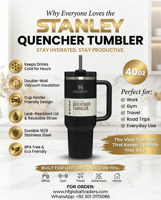 Matte Black Quencher H2.0 Tumbler – 40 oz Insulated Stainless Steel Travel Mug with Handle & Straw Lid