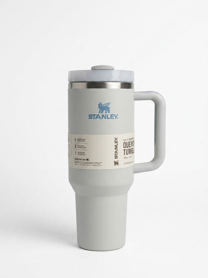 Matte Grey Quencher H2.0 Tumbler – 40 oz Insulated Stainless Steel Travel Mug with Handle & Straw Lid