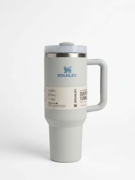 Matte Grey Quencher H2.0 Tumbler – 40 oz Insulated Stainless Steel Travel Mug with Handle & Straw Lid