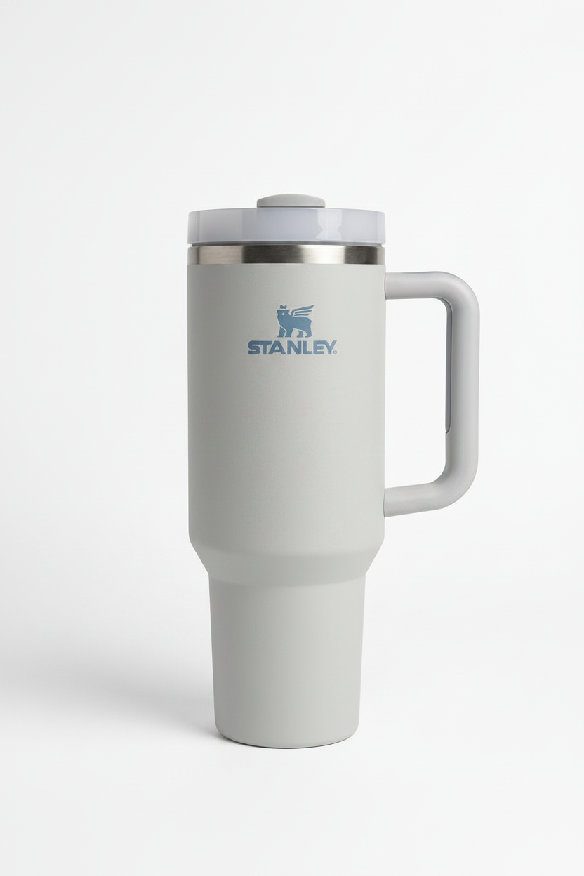 Matte Grey Quencher H2.0 Tumbler – 40 oz Insulated Stainless Steel Travel Mug with Handle & Straw Lid