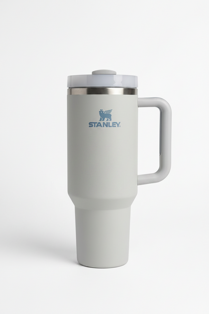 Matte Grey Quencher H2.0 Tumbler – 40 oz Insulated Stainless Steel Travel Mug with Handle & Straw Lid