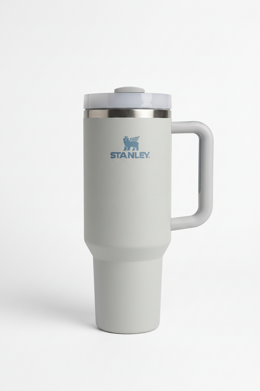 Matte Grey Quencher H2.0 Tumbler – 40 oz Insulated Stainless Steel Travel Mug with Handle & Straw Lid