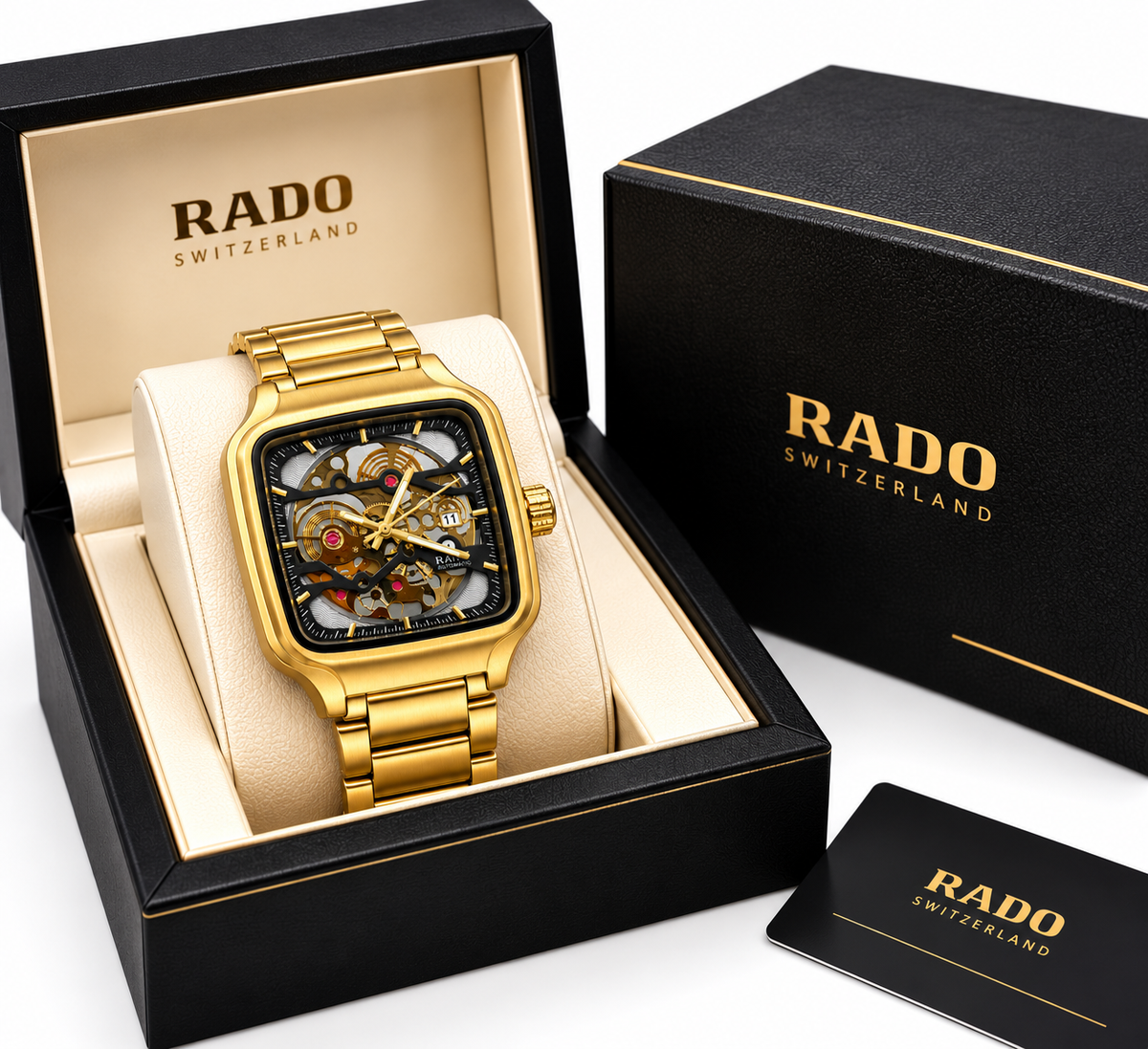 Rado Skeleton Automatic Men’s Watch – Gold Tone | Luxury Mechanical Watch