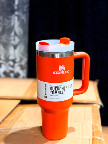 Orange Quencher H2.0 Tumbler – 40 oz Insulated Stainless Steel Travel Mug with Handle & Straw Lid