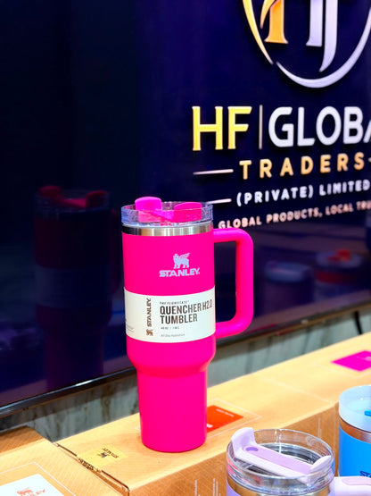 Hot Pink Quencher H2.0 Tumbler – 40 oz Insulated Stainless Steel Travel Mug with Handle & Straw Lid