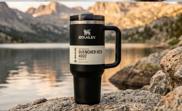 Matte Black Quencher H2.0 Tumbler – 40 oz Insulated Stainless Steel Travel Mug with Handle & Straw Lid