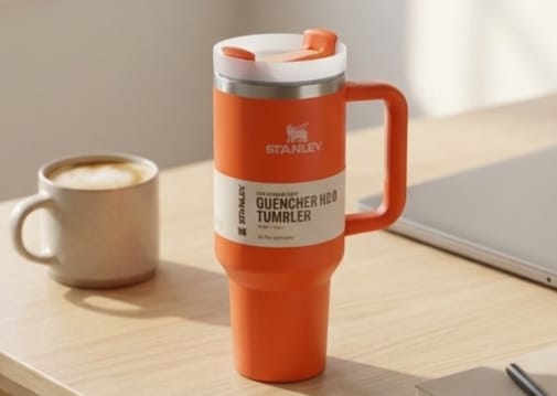 Orange Quencher H2.0 Tumbler – 40 oz Insulated Stainless Steel Travel Mug with Handle & Straw Lid