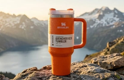 Orange Quencher H2.0 Tumbler – 40 oz Insulated Stainless Steel Travel Mug with Handle & Straw Lid